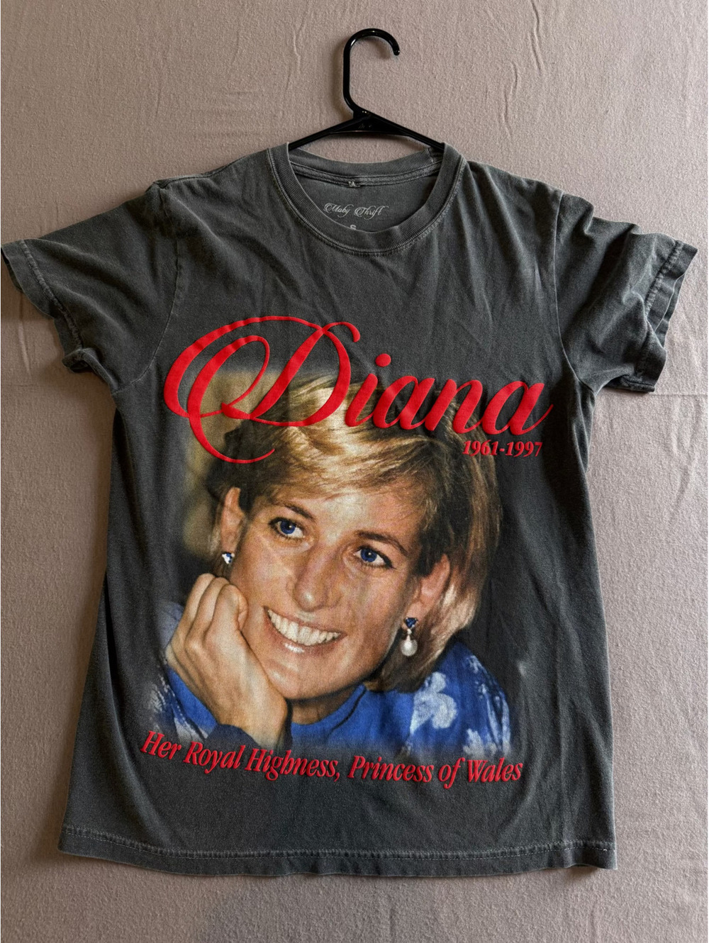 Princess Diana Queen of People’s Hearts Oversized Graphic Tee – Washed Charcoal